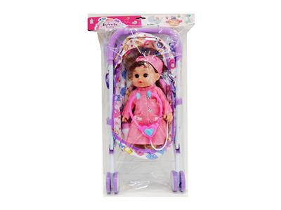 14寸空身女肥童护士搪胶
手（带IC、喝水尿尿功能
）配推车 - OBL10000151