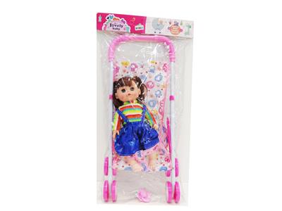 14寸空身女肥童搪胶手（
带IC、喝水尿尿功能）配
推车 - OBL10000155