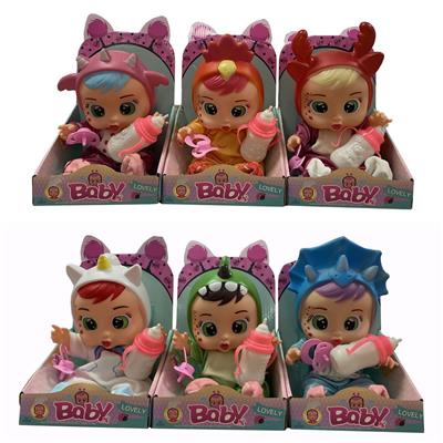 独角兽系列14寸搪胶哭泣娃娃带四声音乐cry Babies-Tutti Fritti带流眼泪功能，带吸水奶瓶，带奶嘴  。 - OBL10001589