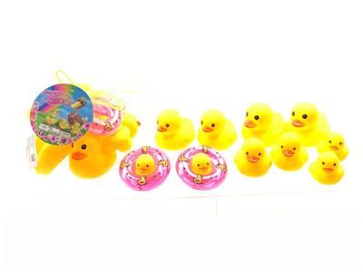 戏水黄鸭五款混装*10只1pcs配2个鸭子游泳圈 - OBL10006367