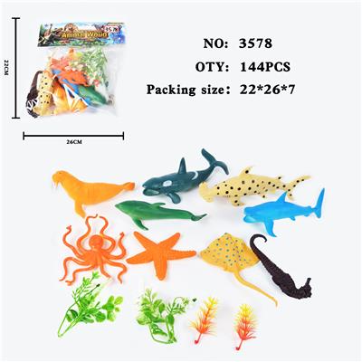 仿真野生动物实心模型玩具儿童玩具亲子互动摆件9只海洋套装 - OBL10009415