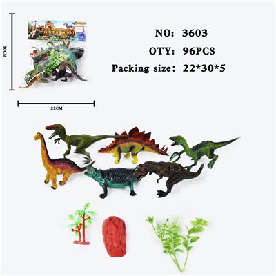 仿真野生动物实心模型玩具儿童玩具亲子互动摆件6只装恐龙 - OBL10009437