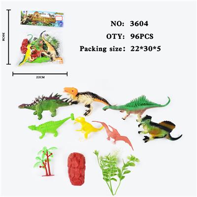 仿真野生动物实心模型玩具儿童玩具亲子互动摆件7只装恐龙 - OBL10009438
