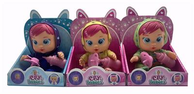 第7代10寸搪胶秋叶和钻石冰雪姐妹和雪宝哭泣娃娃带毛绒加暖带四声音乐带流眼泪功能，带吸水奶瓶，带奶嘴   3款毛绒布料哭泣娃娃混装 - OBL10012182