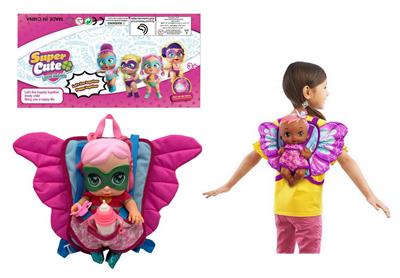 大蝴蝶背包14寸搪胶带七彩灯光音乐fangeek super cute正义英雄可爱宝宝、DC宝宝带吸水喷水功能带奶瓶奶嘴 - OBL10012874