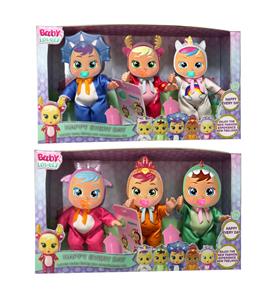 第2代5.5寸搪胶独角兽哭泣娃娃带流眼泪功能带奶瓶，带奶嘴，领巾6款混装 - OBL10022925