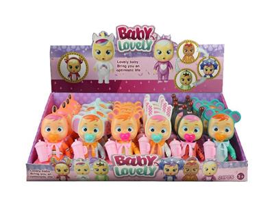 5寸实身哭泣娃娃带流眼泪功能带奶瓶，奶嘴，领巾。6款24PC混装 - OBL10022927