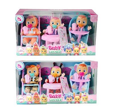 6寸搪胶独角兽哭泣娃娃带流眼泪功能带奶瓶，带奶嘴，带领巾，3款不同坐骑配件6款混装 - OBL10022930