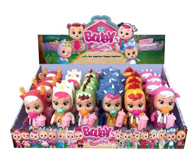 5.5寸实身哭泣娃娃带流眼泪功能带奶瓶，奶嘴，领巾。6款24PC混装 - OBL10022947