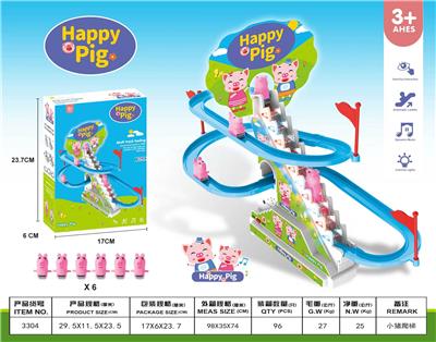 小猪子爬楼梯电动滑行轨道声光小粉猪儿童益智玩具

6只小猪爬楼梯灯光音乐（不包电） - OBL10023610