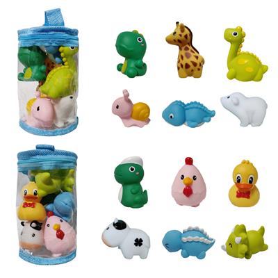 PVC圆筒收纳袋6只浴室动物 - OBL10029221