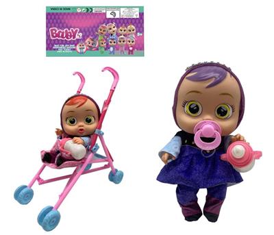 14寸搪胶哭泣娃娃带四声音乐cry Babies-Tutti Fritti带流眼泪功能，带吸水奶瓶，带奶嘴  带大号推车 - OBL10030031