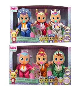 第5.5寸搪胶独角兽哭泣娃娃带流眼泪功能带奶瓶，带奶嘴，领巾6款混装 - OBL10030151