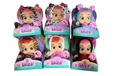 9寸搪胶哭泣娃娃会喝水真流眼泪带四声音乐DAD .Mother.Angry.Cry带奶瓶6款混装 - OBL10037775