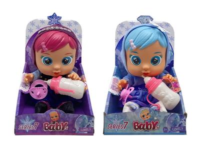 第7代14寸搪胶钻石秋叶冰雪姐妹和雪宝哭泣娃娃带四声音乐cry Babies-Tutti Fritti带流眼泪功能，带吸水奶瓶，带奶嘴 2款女孩毛绒布料版哭泣娃娃混装 - OBL10037883