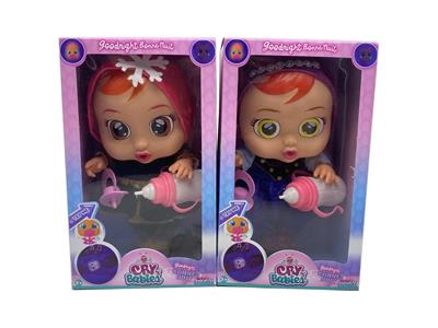 第7代14寸搪胶秋叶和钻石冰雪妹和雪宝哭泣娃娃带四声音乐cry Babies-Tutti Fritti带流眼泪功能，带吸水奶瓶，带奶嘴  2款女孩毛绒布料版哭泣娃娃混装 - OBL10037886