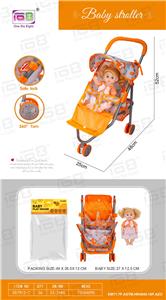 婴儿遮阳万向手推车（铁）+公仔 - OBL10039707