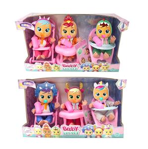 第2代5.5寸搪胶独角兽哭泣娃娃带流眼泪功能带奶瓶，带奶嘴，带领巾，3款不同坐骑配件6款混装 - OBL10044436