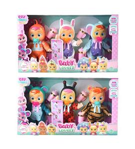 6寸搪胶独角兽哭泣娃娃带流眼泪功能带奶瓶，带奶嘴，领巾6款混装 - OBL10044443