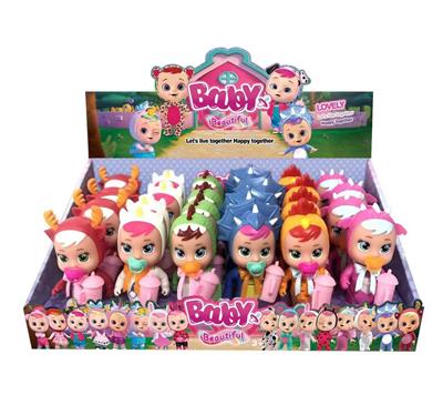 5.5寸实身哭泣娃娃带流眼泪功能带奶瓶，奶嘴，领巾。6款24PC混装 - OBL10044463