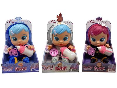 第7代14寸搪胶钻石秋叶冰雪姐妹和雪宝哭泣娃娃带四声音乐cry Babies-Tutti Fritti带流眼泪功能，带吸水奶瓶，带奶嘴  3款女孩毛绒布料版哭泣娃娃混装 - OBL10044924