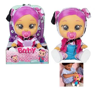 毛绒牛奶第9代14寸搪胶哭泣带头发女孩版娃娃带四声音乐cry Babies-Tutti Fritti带流眼泪功能，带吸水奶瓶，带奶嘴  。毛绒带加暖功能。衣服2件套 - OBL10044938