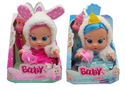 豪华版第10代10寸搪胶带头发女孩版娃娃带四声音乐cry Babies-Tutti Fritti带流眼泪功能，带吸水奶瓶，带奶嘴  。毛绒带加暖功能。衣服2件套2款混装 - OBL10044946
