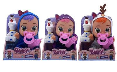 搪胶雪宝、14寸搪胶冰雪哭泣娃娃带四声音乐cry Babies-Tutti Fritti带流眼泪功能，带吸水奶瓶，带奶嘴  3款毛绒布料版 - OBL10045408