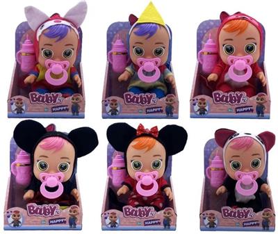 14寸搪胶迪士尼哭泣娃娃带四声音乐cry Babies-Tutti Fritti带流眼泪功能，带吸水奶瓶，带奶嘴  6款毛绒布料版混装 - OBL10045409