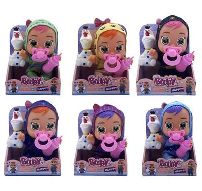 搪胶雪宝、14寸搪胶冰雪哭泣娃娃带四声音乐cry Babies-Tutti Fritti带流眼泪功能，带吸水奶瓶，带奶嘴  6款毛绒布料版混装 - OBL10045410