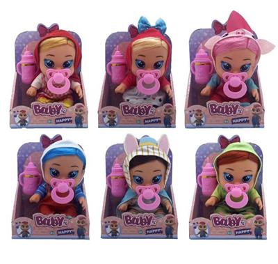 14寸搪胶带头发哭泣娃娃带四声音乐cry Babies-Tutti Fritti带流眼泪功能，带吸水奶瓶，带奶嘴  6款毛绒布料版混装 - OBL10045411