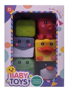 益智方形动物叠叠乐，戏水，BB哨，发声，搪胶软胶产品
 - OBL10051375