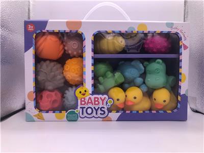 益智手抓球+仿真动物+小黄鸭，戏水，BB哨，发声，搪胶软胶产品
 - OBL10051385