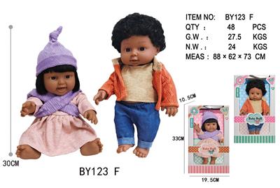 12寸全身搪胶带头发黑人娃娃           (肥童baby doll)       站姿 2款混装 - OBL10053116
