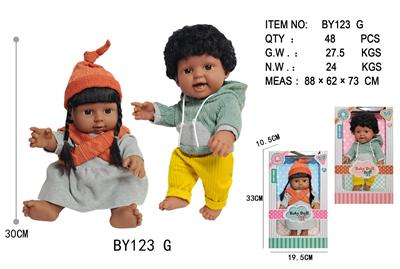 12寸全身搪胶带头发黑人娃娃           (肥童baby doll)       站姿 2款混装 - OBL10053117