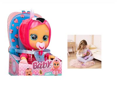 毛绒火烈鸟-第16代14寸搪胶哭泣带头发女孩版娃娃带四声音乐cry Babies-Tutti Fritti带流眼泪功能，带吸水奶瓶，带奶嘴  。毛绒带加暖功能。衣服2件套 - OBL10065457