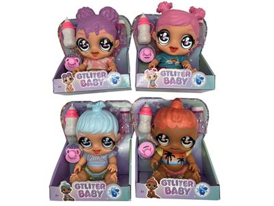 OMG.LOL1比1 16寸玻璃眼珠头全搪胶Glitter Babyz 惊喜星尘宝宝带4声音功能描述【娃娃带喝水尿尿】宝宝带一个吸水奶瓶。奶嘴，一个装水瓶 - OBL10065550