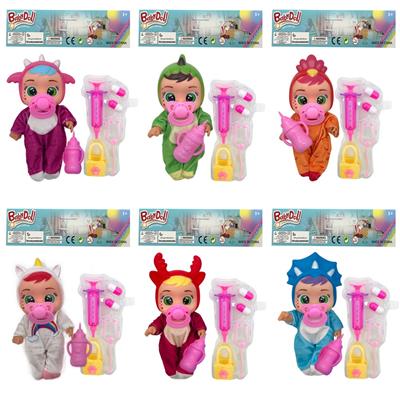 8寸Cry Baby 全身搪胶哭泣娃娃喷油头动物服装带医具配件会喝水流眼泪有音乐袋装（6款混装） - OBL10068689