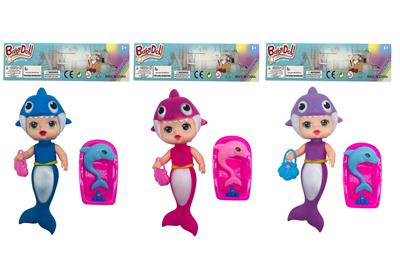 12寸全身搪胶鲨鱼宝宝Baby Shakr带浴盆海豚和包包配件带音乐袋装（3款） - OBL10068698