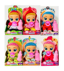 14寸搪胶童话系列带头发哭泣娃娃cry babies带喝水流眼泪功能 带4声IC 奶瓶奶嘴带包电（6款混装） - OBL10070269