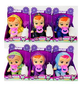 10寸搪胶冰雪系列哭泣娃娃cry babies带喝水流眼泪功能 带4声IC 奶瓶奶嘴带包电（6款混装） - OBL10070273