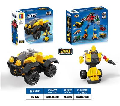 益智城市赛车积木变形回力沙滩车(42PCS）  可四款混装 - OBL10071224