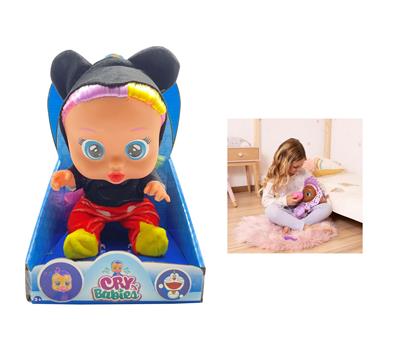毛绒米琪-第16代14寸搪胶哭泣带头发女孩版娃娃带四声音乐cry Babies-Tutti Fritti带流眼泪功能，带吸水奶瓶，带奶嘴  。毛绒带加暖功能。衣服2件套 - OBL10079656