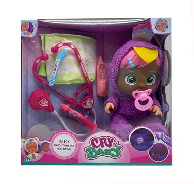 护士第6代14寸搪胶哭泣娃娃四声音乐带流眼泪功能，带吸水奶瓶，带奶嘴  带听诊器。针筒。温度计6款女孩版哭泣娃娃混装 - OBL10081080