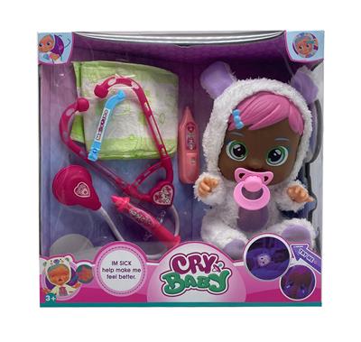 护士第6代14寸搪胶哭泣娃娃带四声音乐带流眼泪功能，带吸水奶瓶，带奶嘴  带听诊器。针筒。温度计6款女孩版哭泣娃娃混装 - OBL10081082