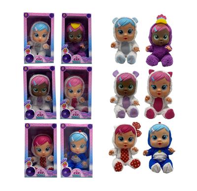 第6代14寸搪胶哭泣娃娃带四声音乐带流眼泪功能，带吸水奶瓶，带奶嘴   6款女孩版哭泣娃娃混装 - OBL10081086