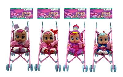 10寸搪胶夜光哭泣娃娃带四声音乐cry Babies-Tutti Fritti带流眼泪功能，带吸水奶瓶，带奶嘴  带推车 - OBL10081101