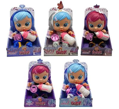 第7代14寸搪胶钻石秋叶冰雪姐妹和雪宝哭泣娃娃带四声音乐cry Babies-Tutti Fritti带流眼泪功能，带吸水奶瓶，带奶嘴  3款女孩毛绒布料版哭泣娃娃混装 - OBL10081139
