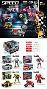 益智城市积木回力弹射4IN1变形金刚系列(122-137PCS）   四款混装 - OBL10084707