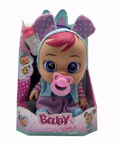 毛绒蓝熊-第9代14寸搪胶哭泣娃娃带四声音乐cry Babies-Tutti Fritti带流眼泪功能，带吸水奶瓶，带奶嘴  。毛绒带加暖功能。衣服2件套 - OBL10085041